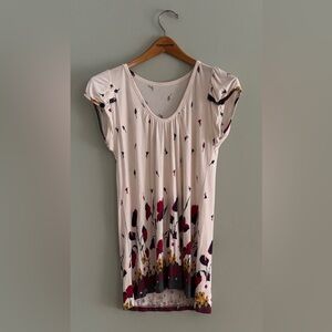 Unbranded White Floral Print Cap Sleeve Flowy Mini Dress Women’s Size S Small